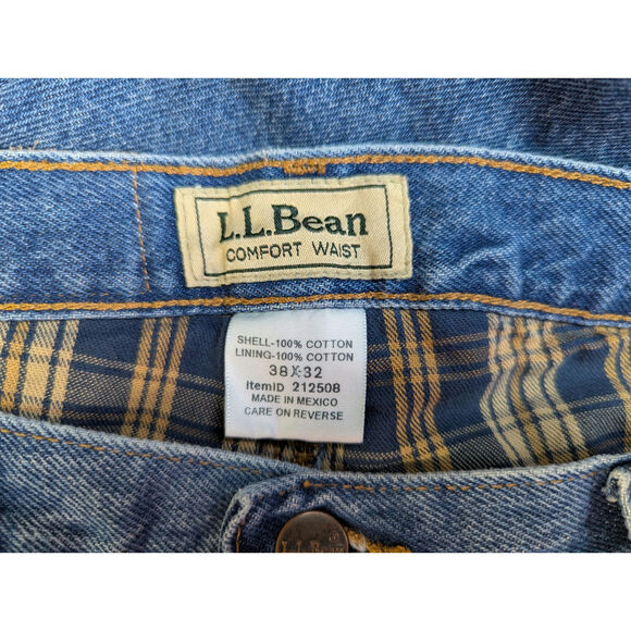 NWOT Vtg LL Bean Flannel Lined Jeans Mens 38x32 Blue Straight Leg Comfort Waist - Picture 3 of 8